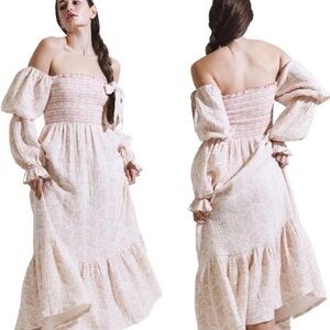 Nothing Fits But Off-Shoulder Long Sleeve Maternity Dress in Light Pink